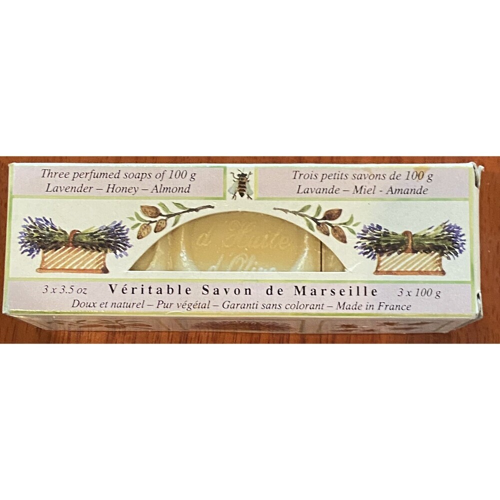 Vtg Savon De Marseille New Set Of 3 Bar Soaps 100% Natural